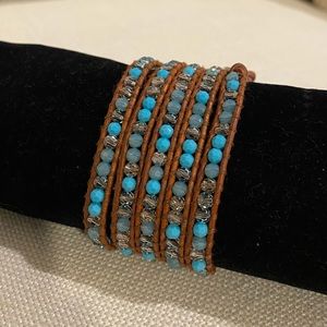 Chan Luu Turquoise Five Wrap Bracelet. Sterling Silver